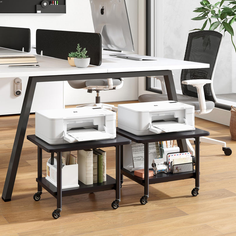 Giantex 2-Tier Under Desk Printer Stand with Storage Shelf & Lockable Wheels