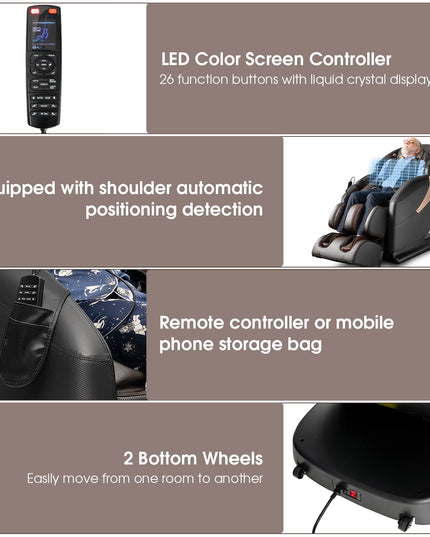 Giantex Massage Chair Full Body - Zero Gravity SL-Track Electric Massage Recliner with Voice Control, Blue-Tooth Speaker