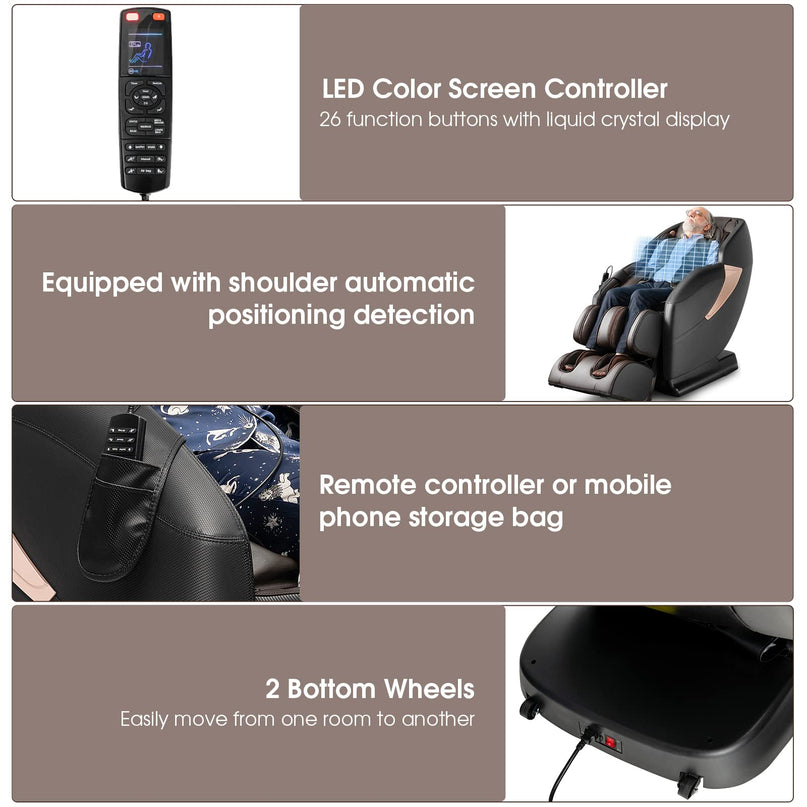 Giantex Massage Chair Full Body - Zero Gravity SL-Track Electric Massage Recliner with Voice Control, Blue-Tooth Speaker
