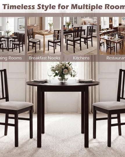 Giantex Upholstered Rubber Wood Dining Chairs Set of 2/4