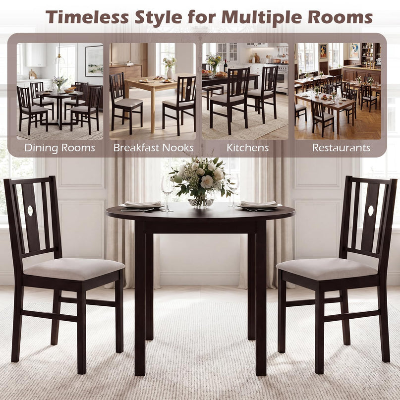 Giantex Upholstered Rubber Wood Dining Chairs Set of 2/4