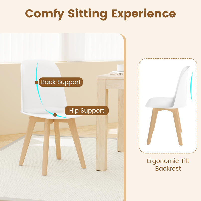 Giantex Modern Dining Chairs Set of 2/4 w/Solid Beech Wood Legs