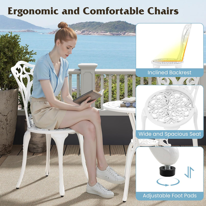 Giantex 3 Piece Bistro Set Cast Aluminum Porch Furniture (Vintage Victorian)