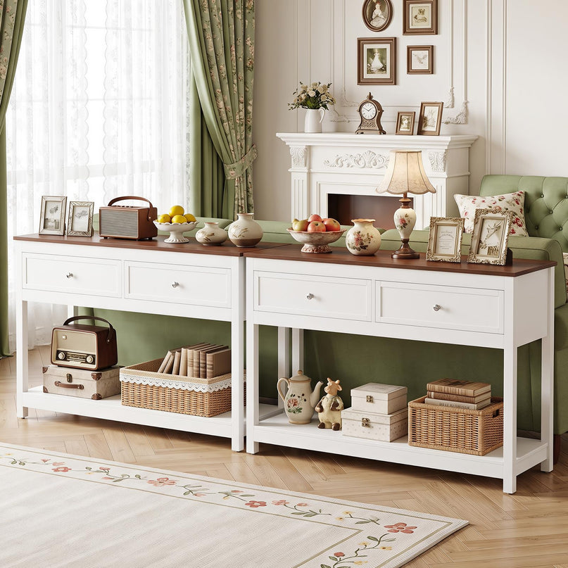 Giantex Farmhouse Console Table with 2 Drawers for Living Room
