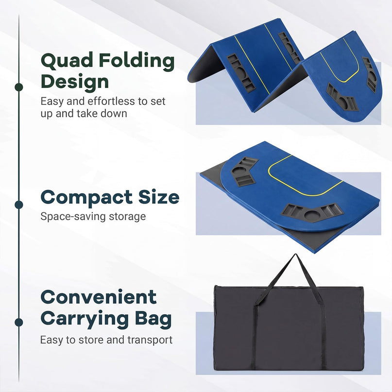 Giantex 79 x 36 Inch Poker Table Top | Foldable 8 Player Texas Holdem Poker Table Topper w/Carry Bag
