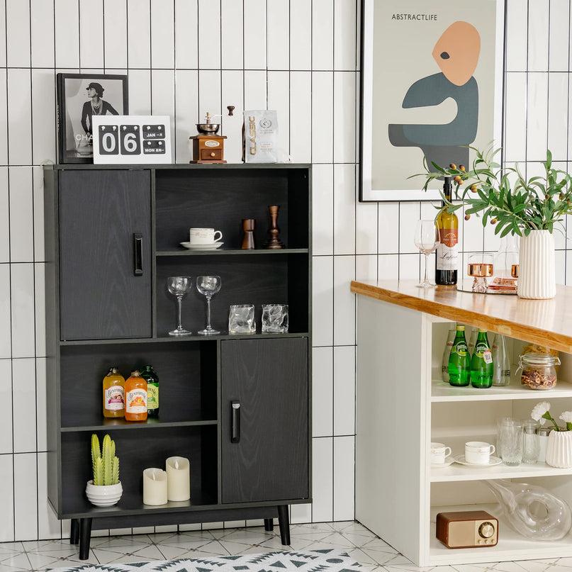 Giantex Storage Cabinet with Legs 4-Tier Bookshelf for Books & Photos