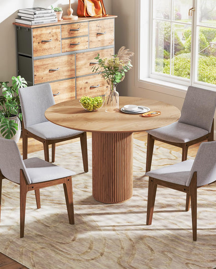 Giantex Upholstered Dining Chairs Set of 2/4, Linen Fabric Wooden Kitchen Chairs w/Rubber Wood Frame