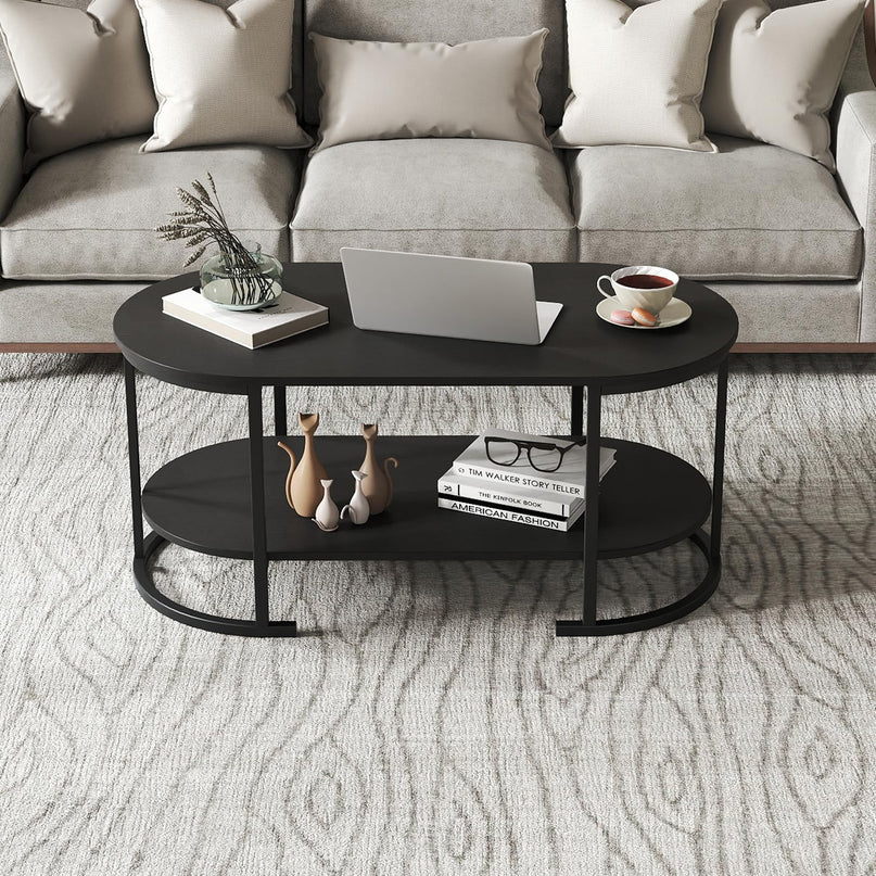 Giantex 2-Tier Coffee Table Oval Center Table