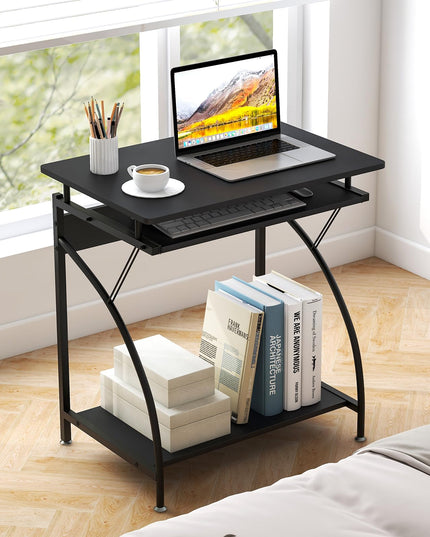 Giantex Computer Desk for Small Spaces, 27.5" Laptop Table with Pull-Out Keyboard Tray & Bottom Storage Shelf
