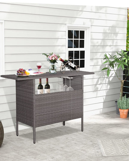Giantex Outdoor Patio Wicker Bar Table