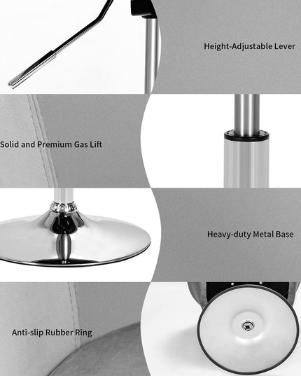 Height Adjustable Modern Velvet Makeup Chair with Chrome Frame
