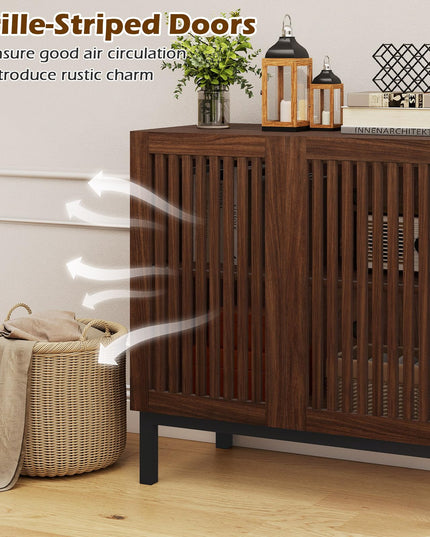 Giantex 32" Farmhouse Sideboard Buffet Cabinet with Slatted Doors