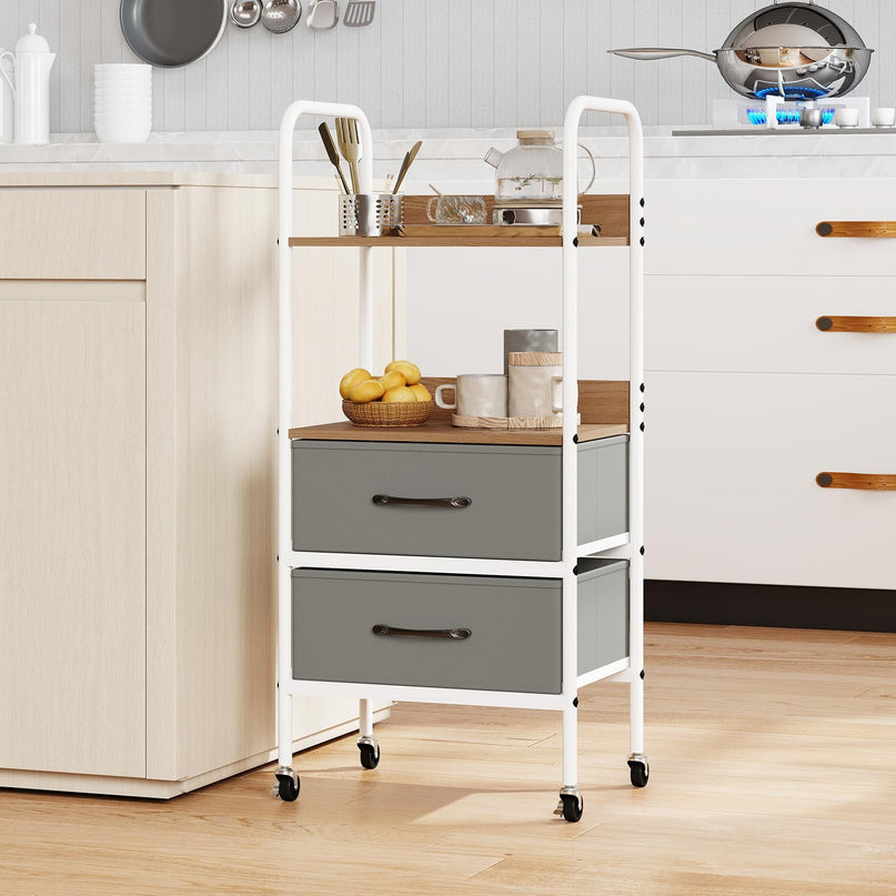 Giantex Utility Rolling Cart with Foldable Fabric Drawers
