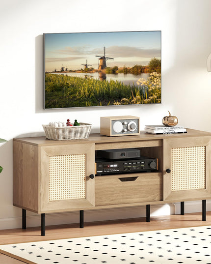 Giantex Boho TV Stand for 50-60 Inch TV Wood Entertainment Center
