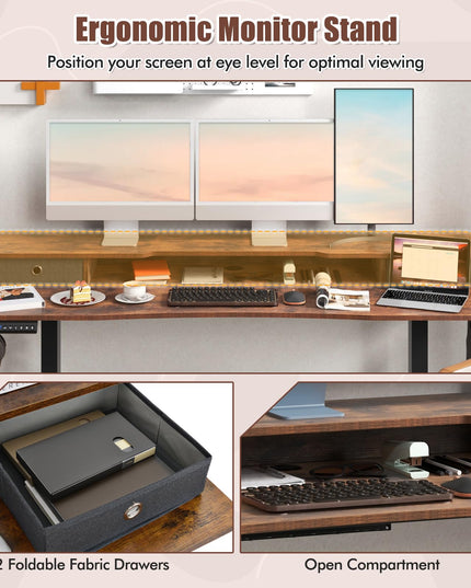Giantex Electric Standing Desk with 2 Drawers, 63" x 24"