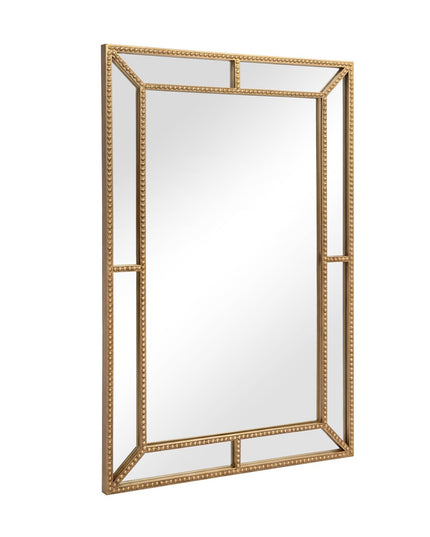 CHARMAID Gold Beaded Wall Mirror | Decorative Vanity Mirrors for Bathroom
