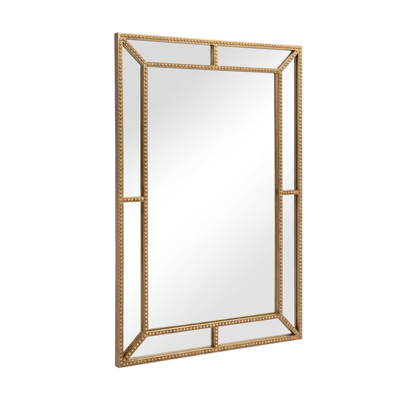 CHARMAID Gold Beaded Wall Mirror | Decorative Vanity Mirrors for Bathroom