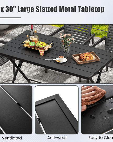 Table à manger d'extérieur pliante Giantex pour 4-6 personnes (122 x 76 cm)