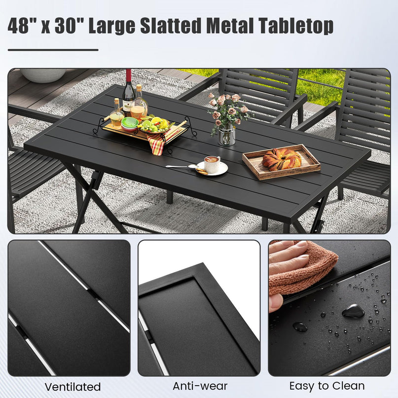 Table à manger d'extérieur pliante Giantex pour 4-6 personnes (122 x 76 cm)