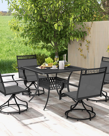Giantex Swivel Outdoor Chairs,  Patio Dining Chairs, Round Steel Base