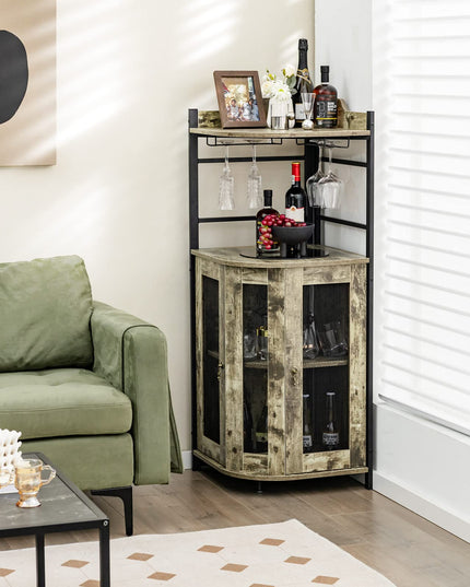 Giantex Corner Bar Cabinet with Glass Holder