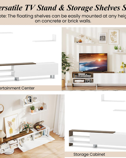 Giantex 80 Inch TV Stand and 2 Floating Shelves Set