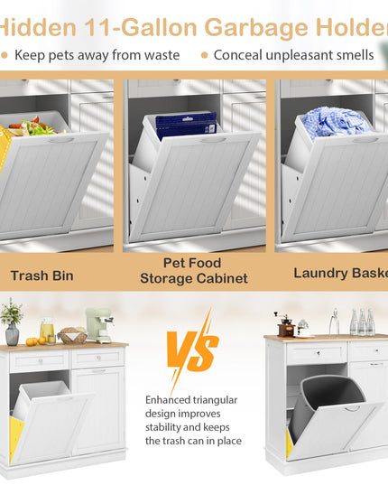 Giantex Kitchen Trash Cabinet, Kitchen Island with Tilt Out Garbage Bin