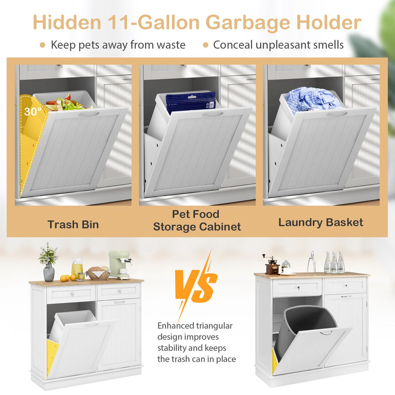 Giantex Kitchen Trash Cabinet, Kitchen Island with Tilt Out Garbage Bin