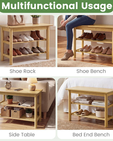 Banc à chaussures Giantex 3 niveaux avec étagères à lattes (30,5 x 61 x 43 cm)