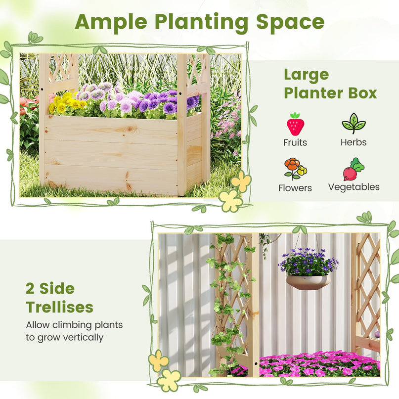 Giantex Raised Garden Bed with Sided Trellis & Hanging Roof ( 31”x16”x41” )