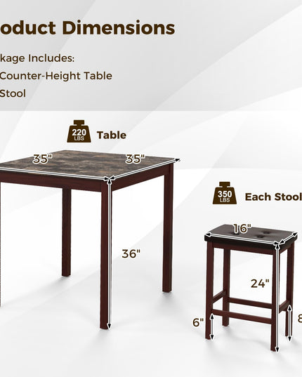 Giantex Dining Table Set for 4, Kitchen Table Chairs Set of 4, Counter Height Dining Table Set with 4 Bar Stools
