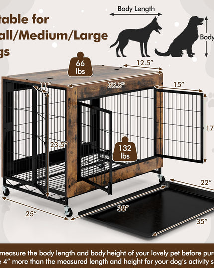 Giantex Dog Crate Furniture with Wheels