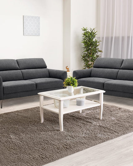 Giantex Couch, Upholstered Loveseat with Lift-up Headrest and Metal Legs