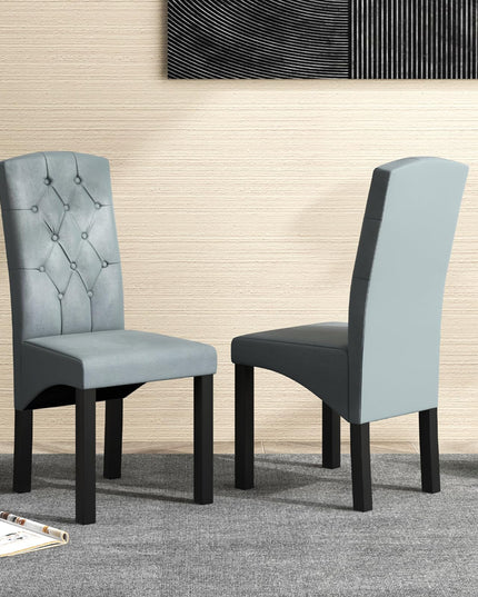 Giantex Modern Dining Chairs, Tufted Fabric Dining Room Chairs w/High Backrest, High-density Sponge Cushion