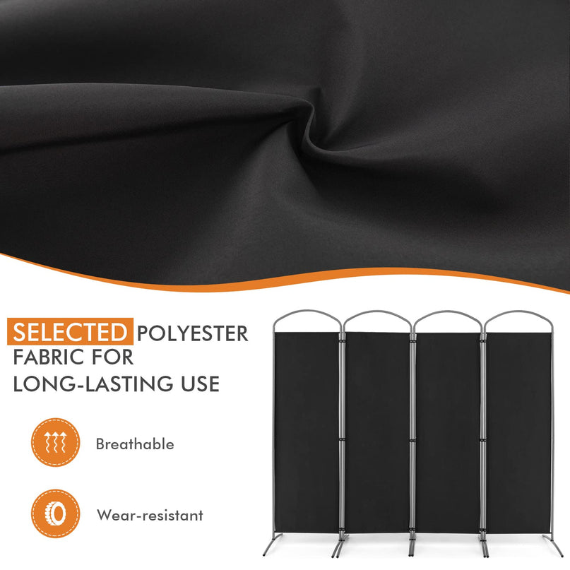 Giantex 6.2Ft Folding 4 Panel Room Divider Black