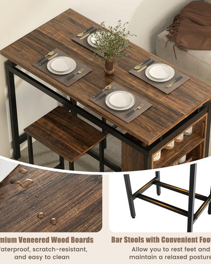 Giantex 3-Piece Dining Table Set - Counter Height Dining Table Set with 2 Bar Stools