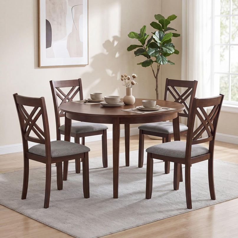 GIANTEX Farmhouse X-Back Upholstered Wood Dining Chairs Set of 2/4