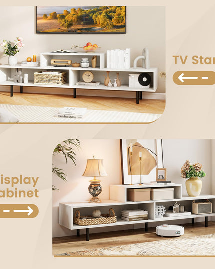 Meuble TV Giantex 3 cases pour téléviseurs jusqu'à 70 pouces, meuble de divertissement avec compartiments de rangement ouverts