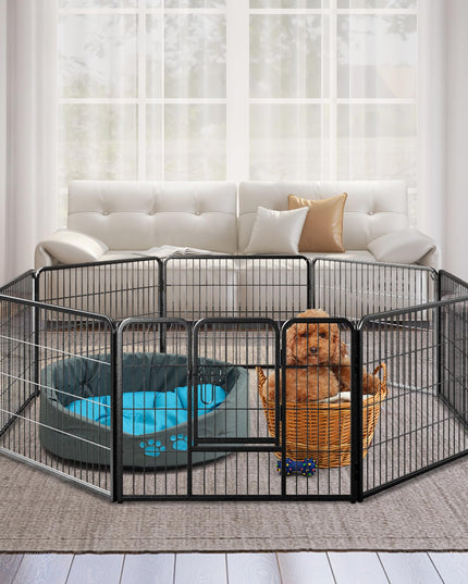 Giantex Dog Playpen Outdoor 24" H - 8/16 Panels Metal Pet Fence for Puppies Small Dogs, Portable Dog Fence for Yard Garden RV Camping