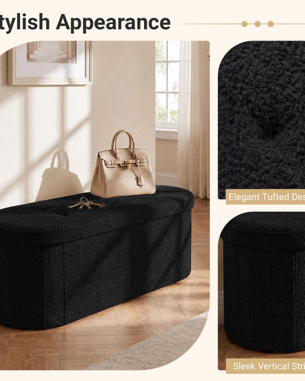 GIANTEX 43" Oval Storage Ottoman Bench with Dividers