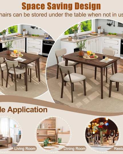 Giantex 5-Piece Dining Table Set for 4, Kitchen Table Set with 48” Dinner Table, Padded Seat, Rubber Wood Legs