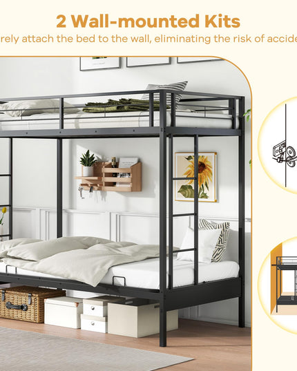 Giantex Twin Over Futon Bunk Bed, Metal Bunk Bed with Futon