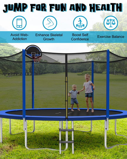 12/14/15/16FT Outdoor Recreational Trampoline for Adults Kids - Giantex