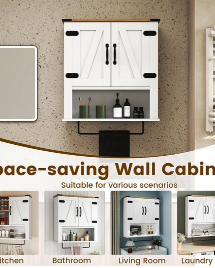 Giantex Bathroom Wall Cabinet with Towel Bar Above Toilet