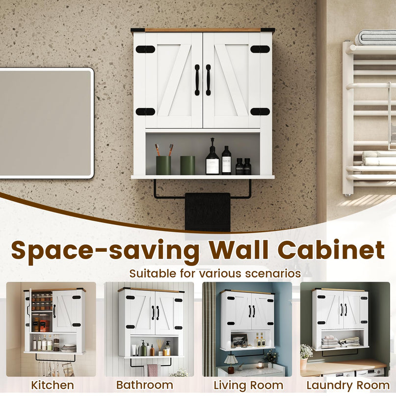 Giantex Bathroom Wall Cabinet with Towel Bar Above Toilet