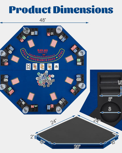 Giantex 48" Poker Table Top - 8 Player Foldable Texas Holdem Poker Table Topper w/Carrying Bag