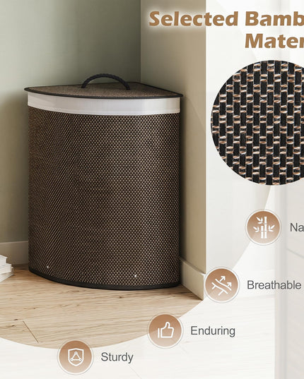 Giantex Corner Laundry Hamper with Lid for Small Spaces