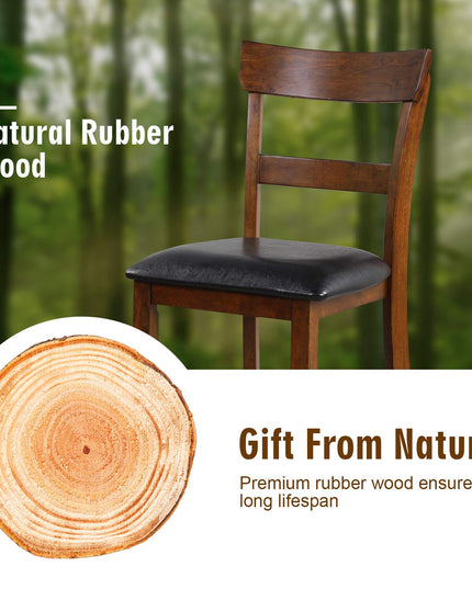 Giantex 25.5-Inch Counter Height Chair with Backrest, Foam-Padded Cushion, Rubber Wood Legs