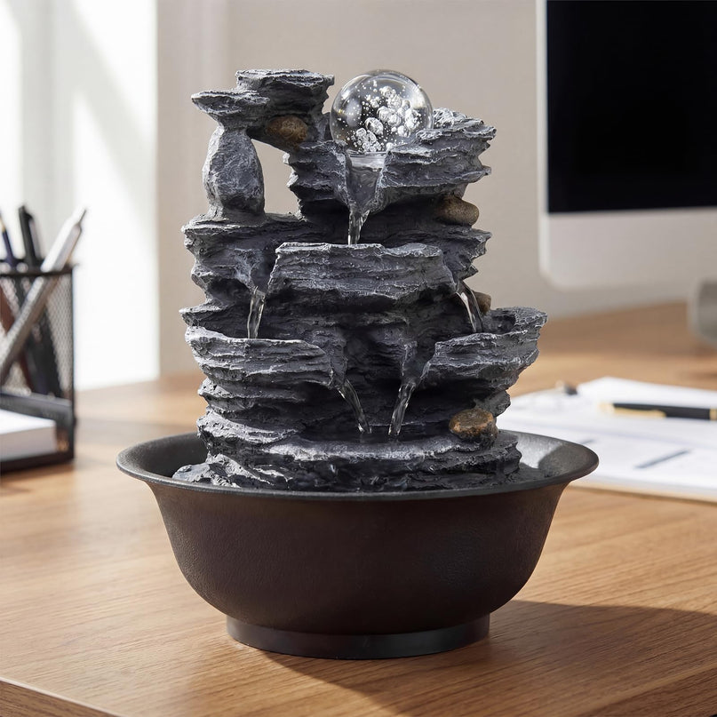 Décoration de bureau à cascade à bols étagés Giantex pour la méditation zen et la relaxation à la maison ou au bureau