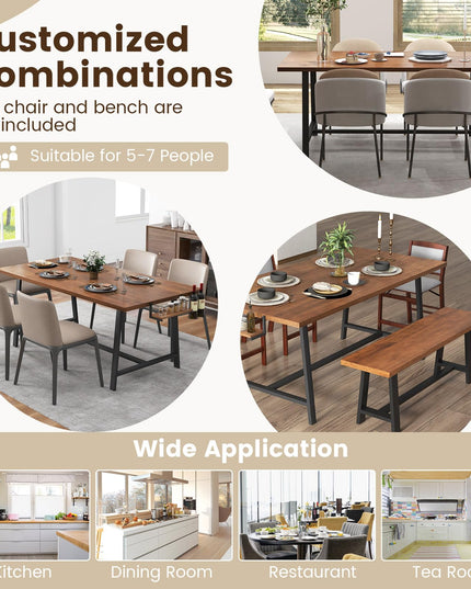 Giantex 72-Inch Dining Table for 5-7, Rectangular Kitchen Table with 2-Bottle Wine Rack